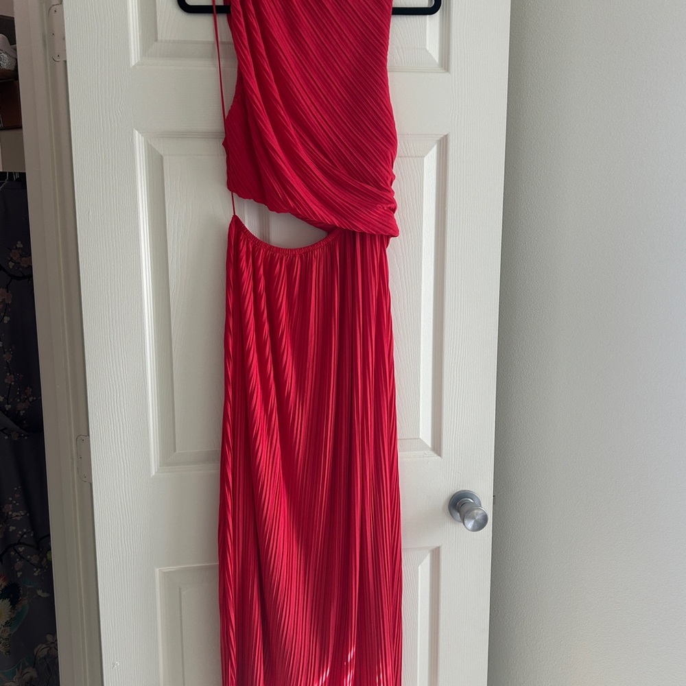 Zara Red Pleated Maxi Dress
